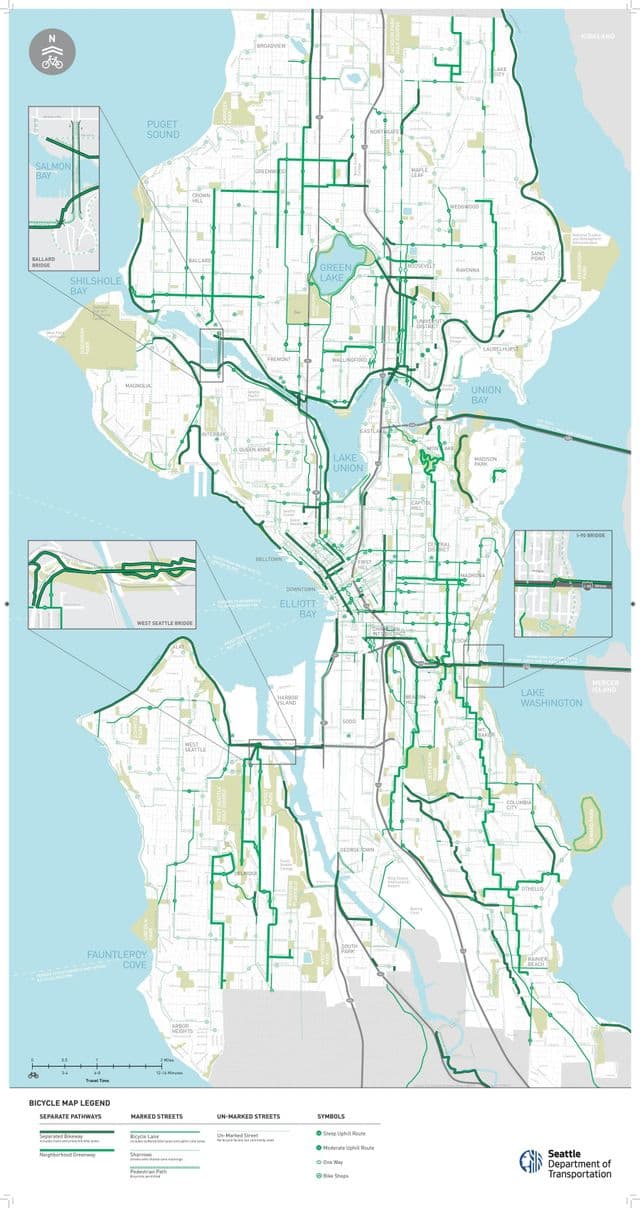 Mapa del carril bici de Seattle