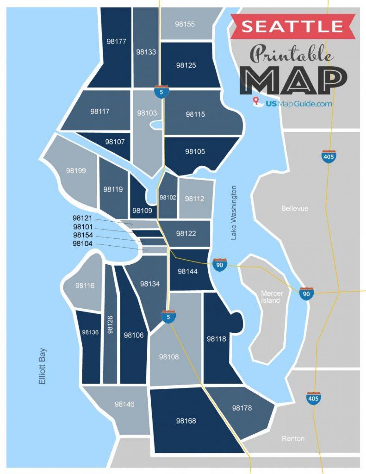 Mapa de códigos postales de Seattle