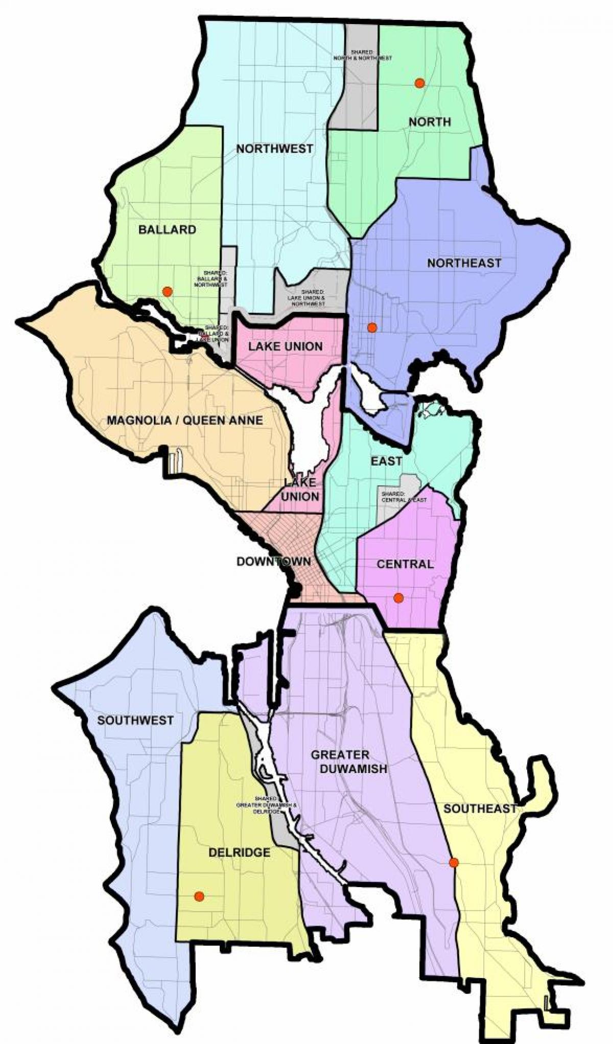 Mapa del distrito de Seattle