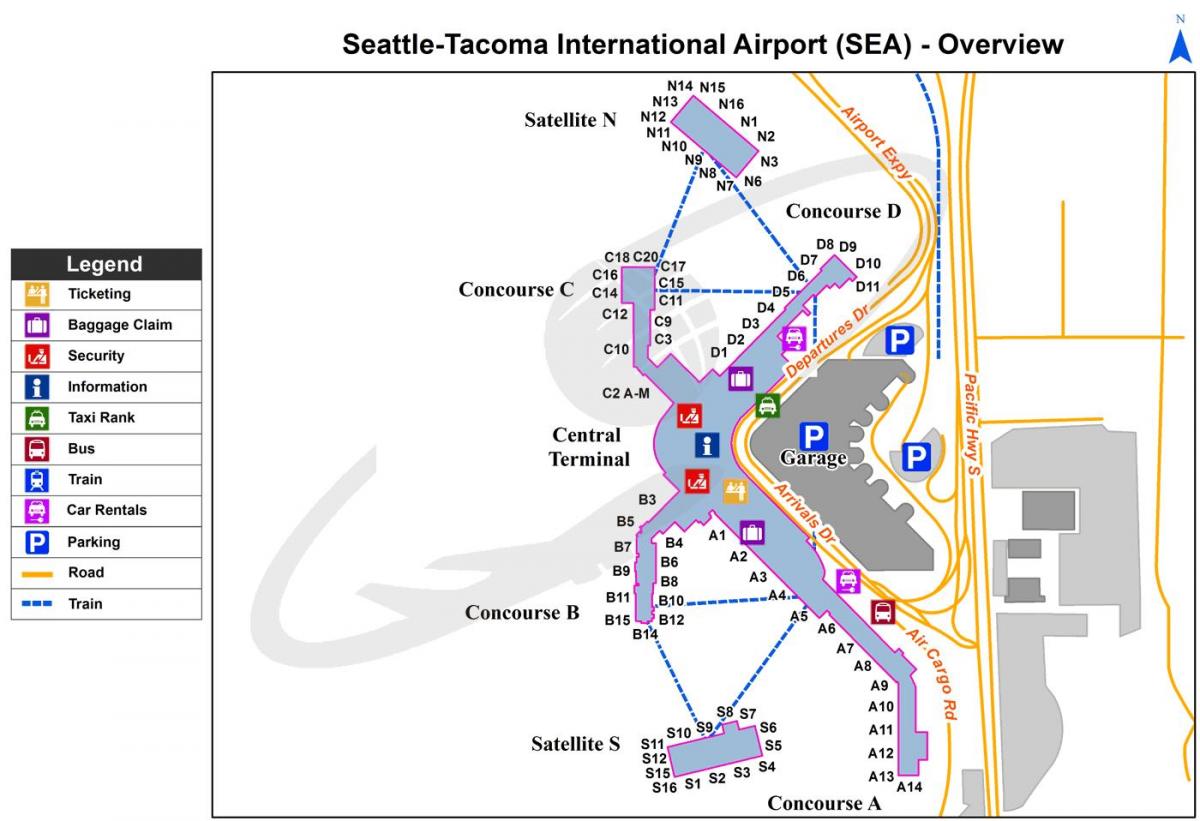 Mapa de la terminal del aeropuerto de Seattle