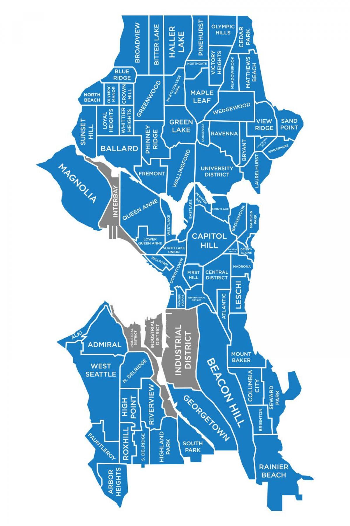 Mapa de los barrios de Seattle