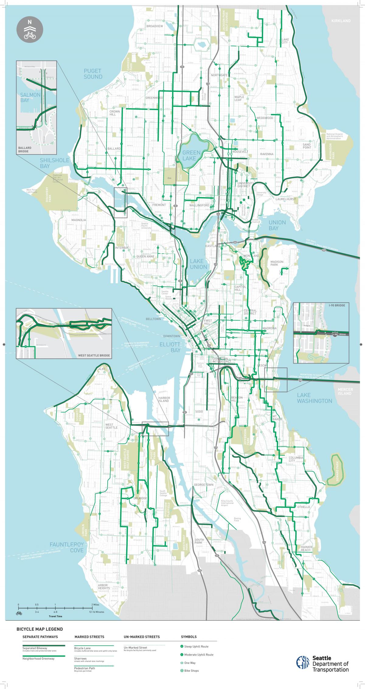 Mapa del carril bici de Seattle