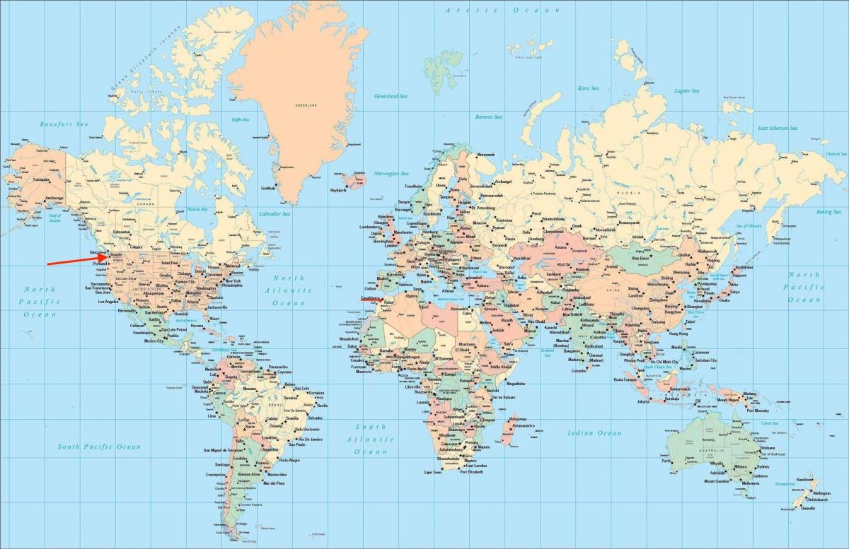 Ubicación de Seattle en el mapa del mundo