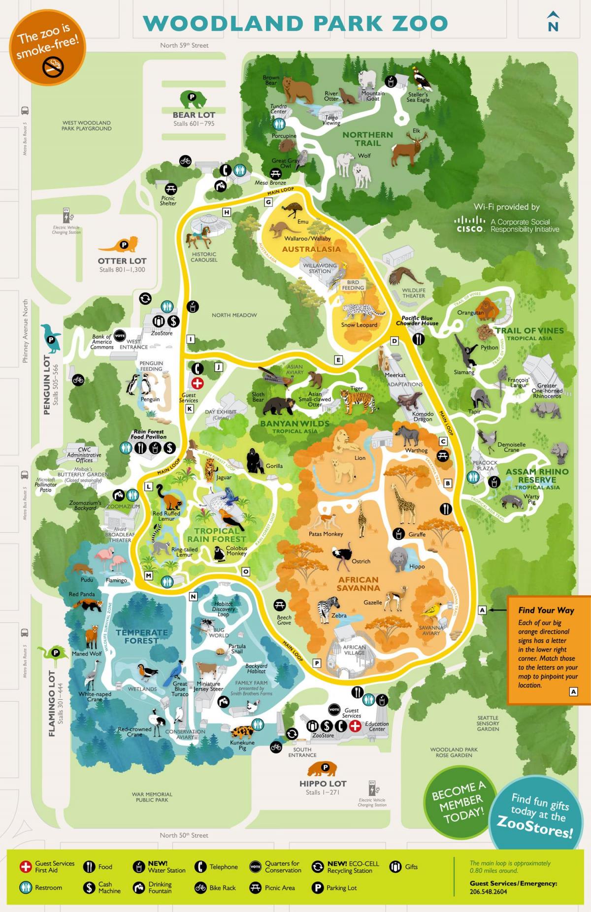 Mapa del parque zoológico de Seattle